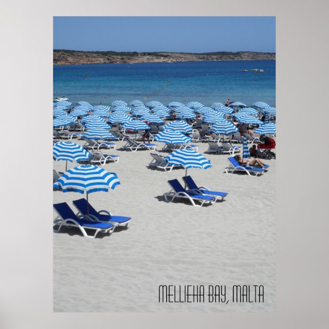 Poster Plage Mellieha Bay à Malte (Devant)