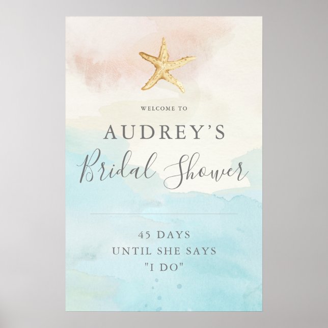 Poster Plage moderne Fête des mariées à thème Accueil Pos (Devant)