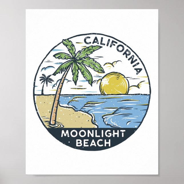 Poster Plage Moonlight San Diego Californie (Devant)