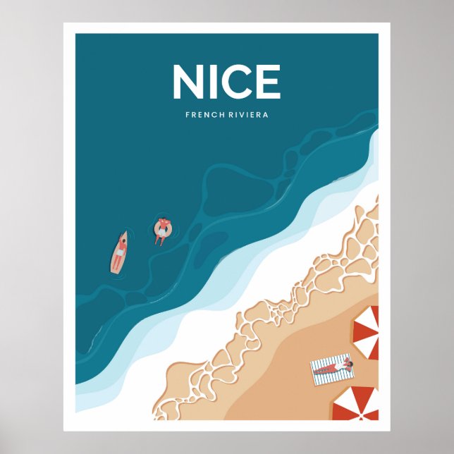 Poster Plage Nice Côte d'Azur (Devant)