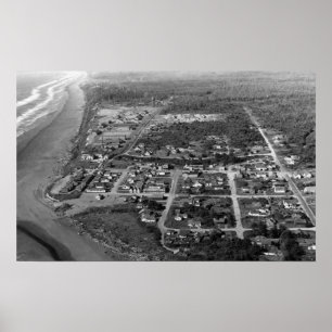 Poster Plage Pacifique, WA - photographie de vue aérienne