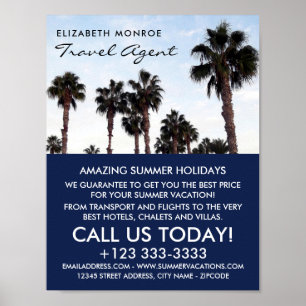 Poster Plage Palm Trees, agent de voyage publicité