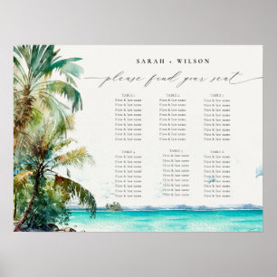 Poster Plage Palm Trees Mariage Bienvenue Carte de siège