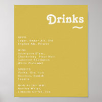 Plage Retro | Panneau Menu des boissons Mariage or