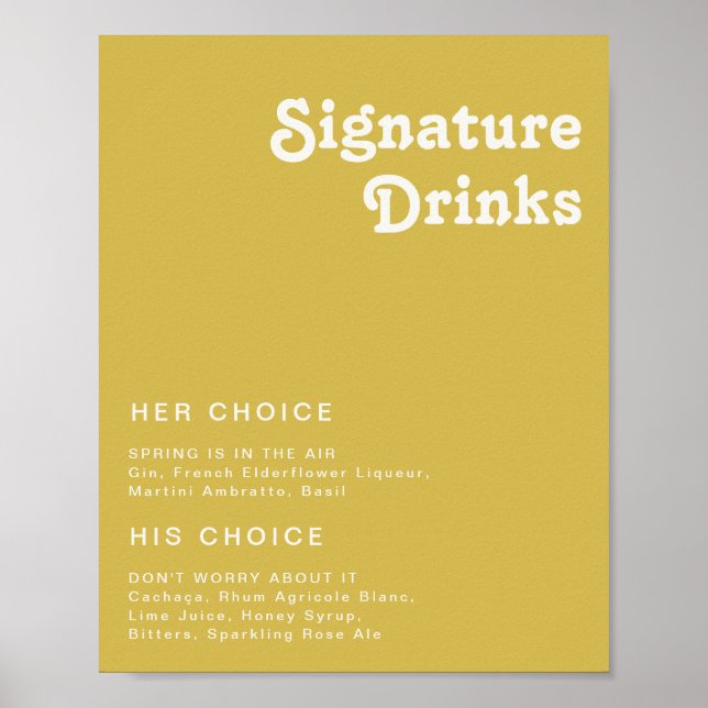 Poster Plage Retro | Signature Gold Boissons Signer (Devant)