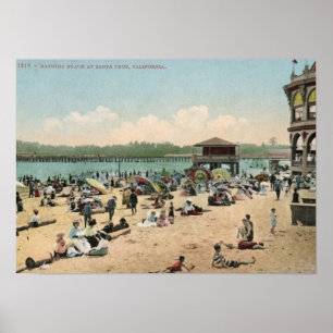 Poster Plage se baignante, cru de Santa Cruz CA