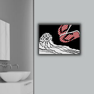 Poster Plage Sea & Polka Dot Flip Flops Salle de bain Pos
