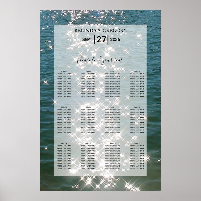 Poster Plage Sea Water Sparkles Mariage Sein Chart (Devant)
