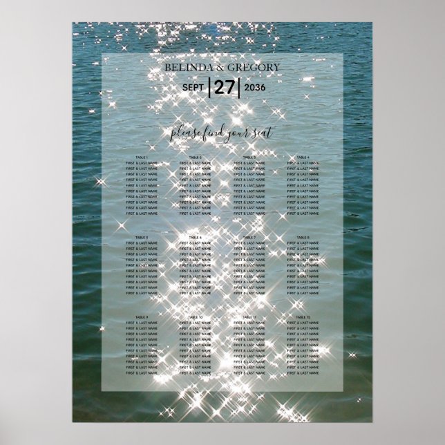 Poster Plage Sea Water Sparkles Mariage Sein Chart (Devant)