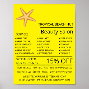 Poster Plage Starfish, Beauté, Salon de beauté Advert