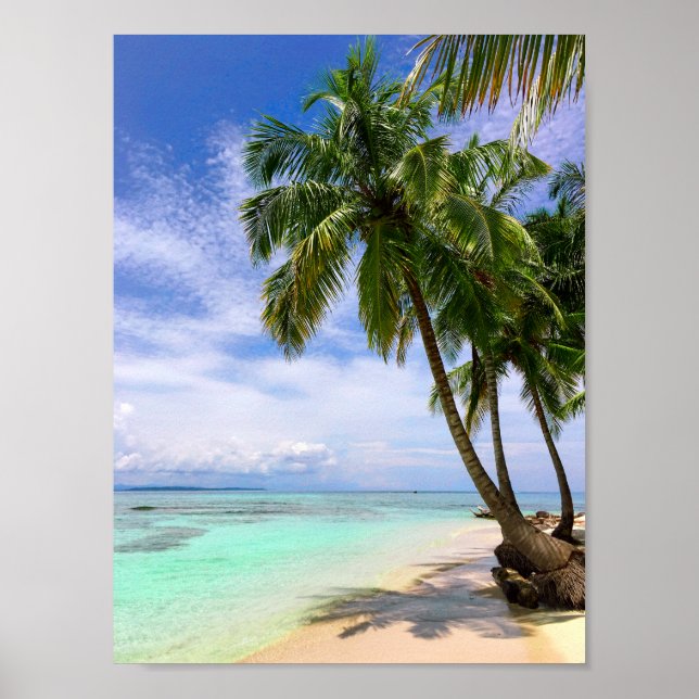 Poster Plage Tropical Water Palm Tree Island (Devant)