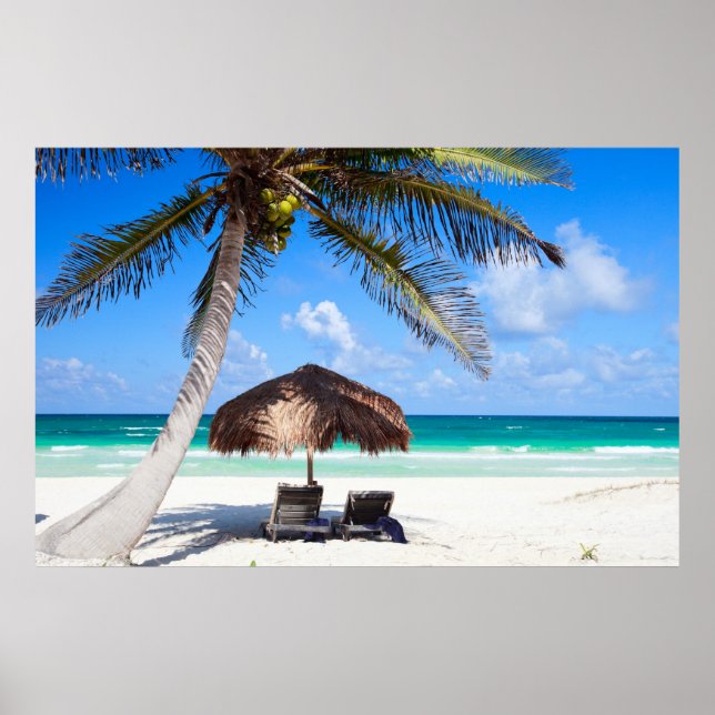 Poster Plage tropicale (Devant)