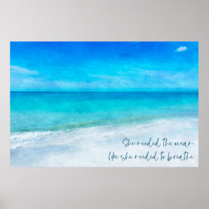 Poster Plage tropicale à Turquoise Aqua Turquoise Blue Qu