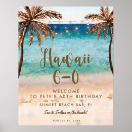 Poster plage tropicale hawaii 6 0 panneau d'accueil