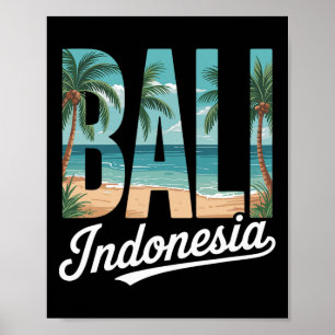Poster Plage tropicale indonésienne Palmiers et océan A