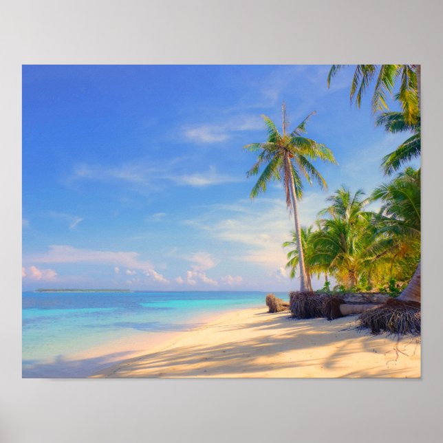 Poster Plage tropicale Philippines Island Palm Paradise (Devant)