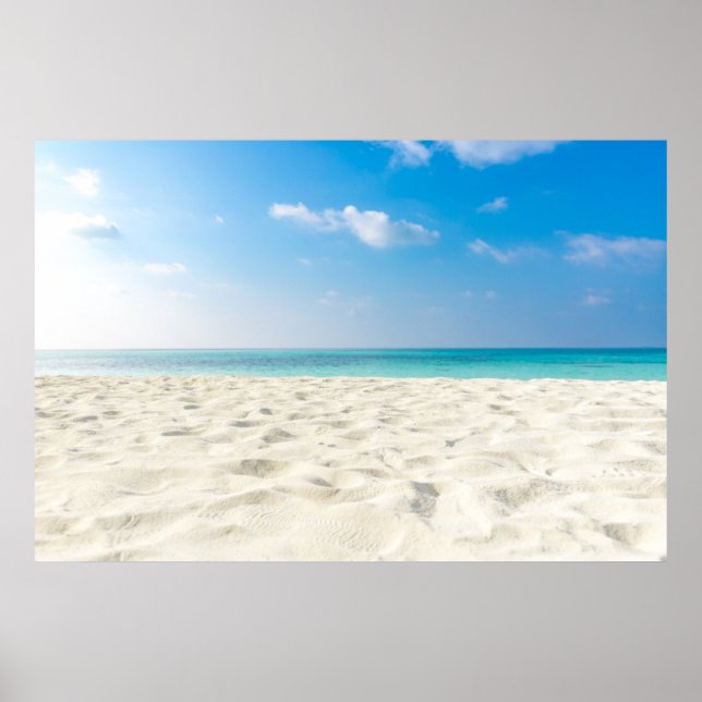 Poster Plage tropicale Sable de mer Ciel et jour d'été (Devant)