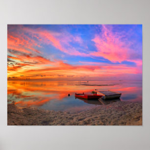 Poster Plage tropicale Sunset Ocean Beach