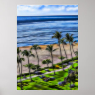 Poster Plage tropicale vacances soleil et sable Maui Hawa