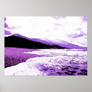 Poster Plage Twilight en violet et violet