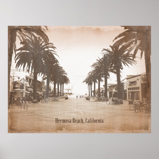 Poster Plage vintage d'Hermosa (Devant)