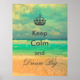 Poster Plage vintage "Keep Calm and Dream Big"