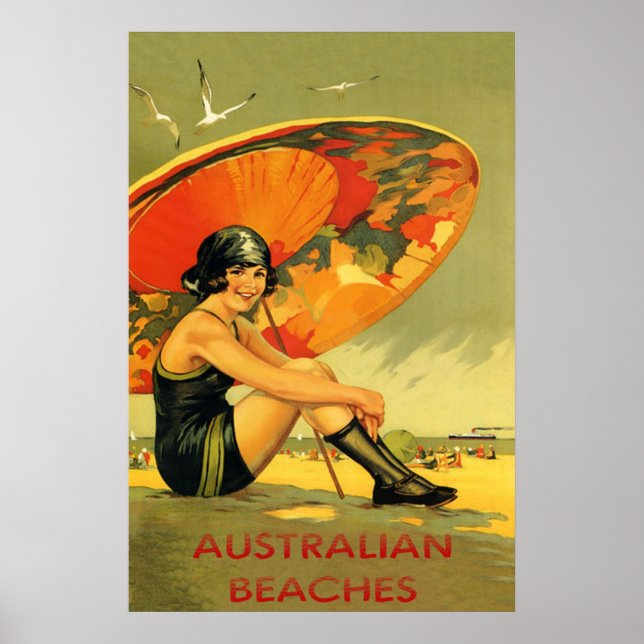 Poster Plages australiennes Vintages (Devant)