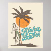 Plages d'Aloha Hula Girl Hawaii Hawaii Retro Hawai
