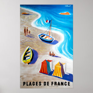 Poster Plages de France Beaches of France Travel