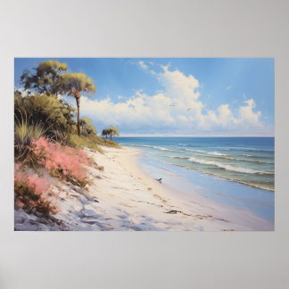 Poster Plages de sable de sucre de Boca Grande peinture à