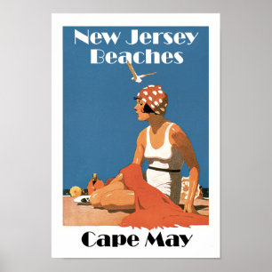 Poster Plages du New Jersey ~ Cape May