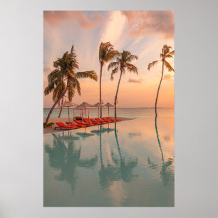 Poster Plages tropicales   Maldives Tropical Beach & Pool