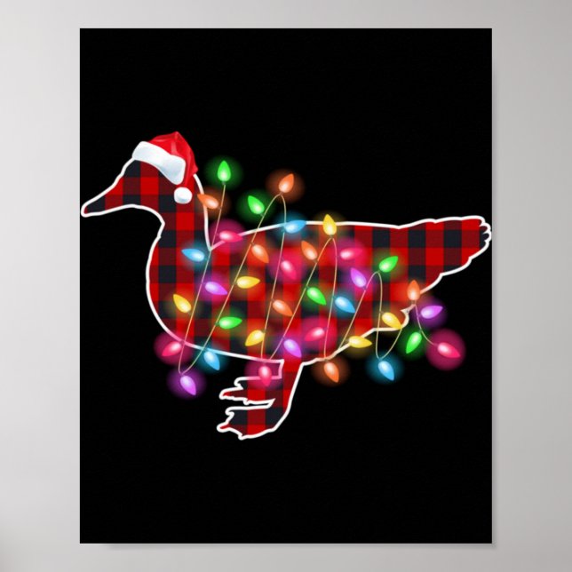 Poster Plaid Buffalo Duck Christmas Pajamas Xmas Lights F (Devant)