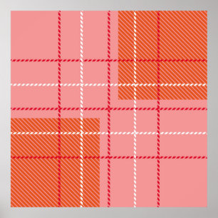 Poster Plaid Checkered Fabric Pattern in pink,  pale oran