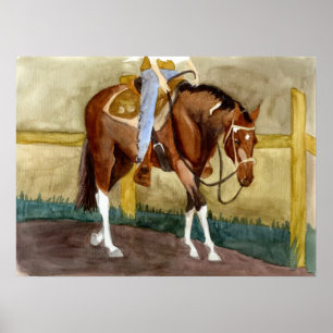 Poster Plaisir occidental de cheval de peinture de leçons
