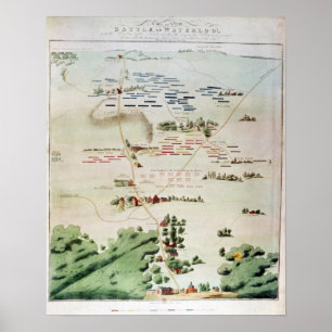 Poster Plan and view of the Battle of Waterloo