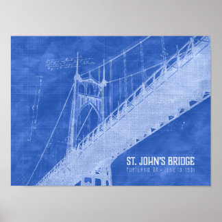 Poster Plan d'architecture du pont St. John's Art