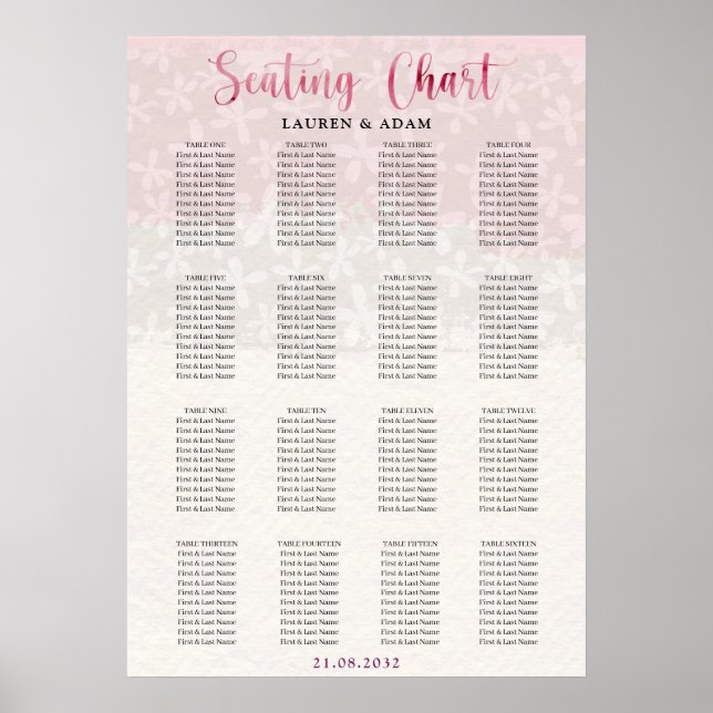 Poster Plan d'assise en aquarelle rose pâle (Devant)