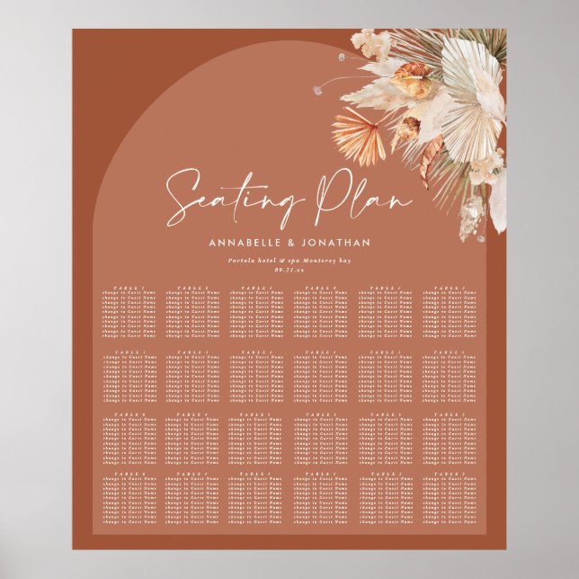 Poster Plan d'assise mariage Bohenian rouille en terre cu (Devant)