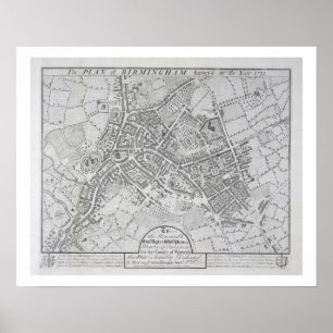 Poster Plan de Birmingham, 1731, édité 1789 (engravin