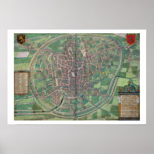 Poster Plan de Bruxelles, de 'Civitates Orbis Terra