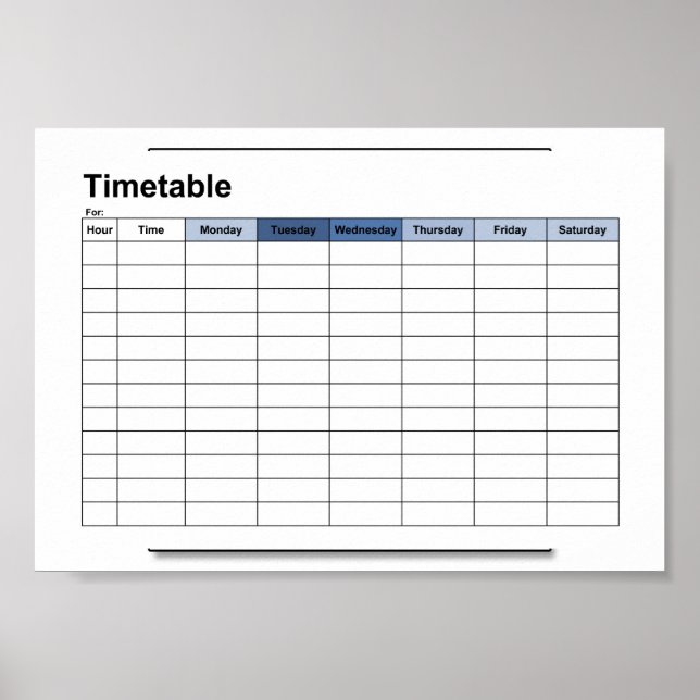 Poster plan de cours,emploi du temps,calendrier, affiche, (Devant)