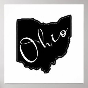 Poster Plan de la forme de l'état de l'Ohio - Plan de l'O