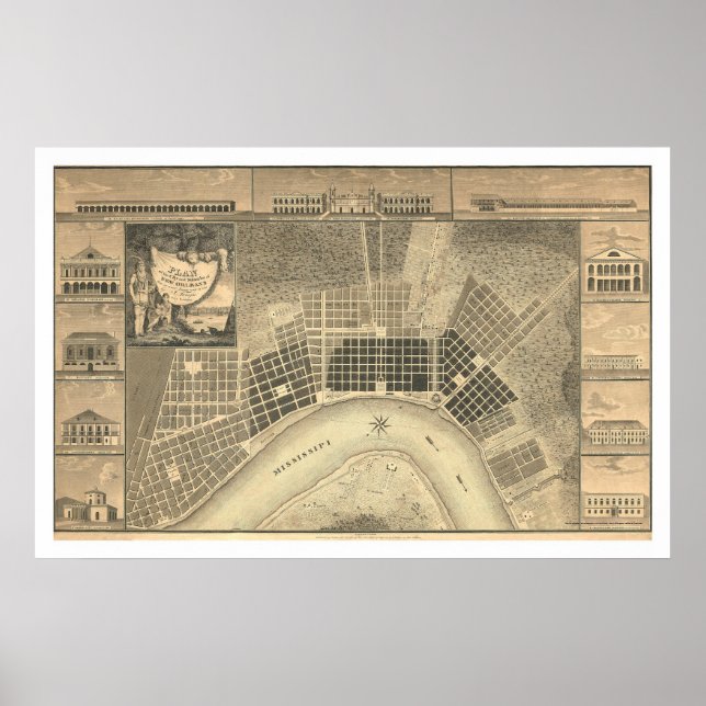 Poster Plan de la Nouvelle-Orléans 1815 (Devant)
