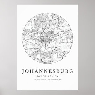 Poster Plan de la rue Afrique du Sud de Johannesburg