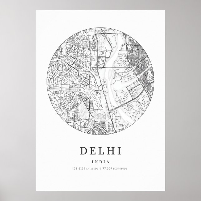 Poster Plan de la rue Delhi India (Devant)