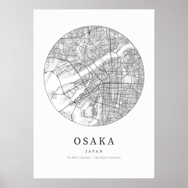 Poster Plan de la rue du Japon d'Osaka (Devant)