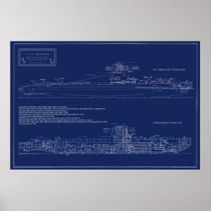 Poster Plan de la sous-marine historique Croaker