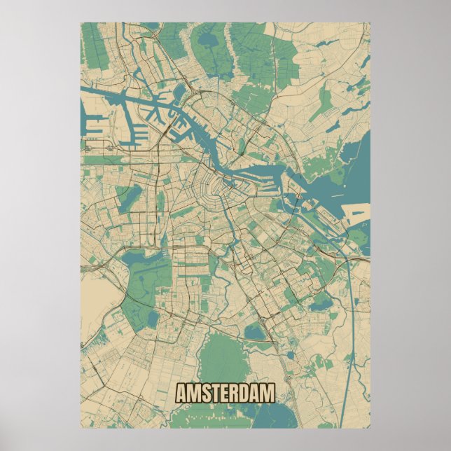 Poster Plan de la ville d'Amsterdam (Devant)