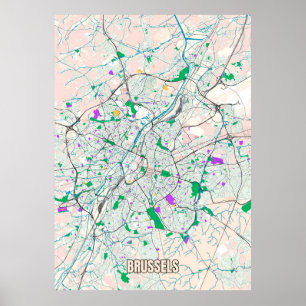 Poster Plan de la ville de Bruxelles, Belgique